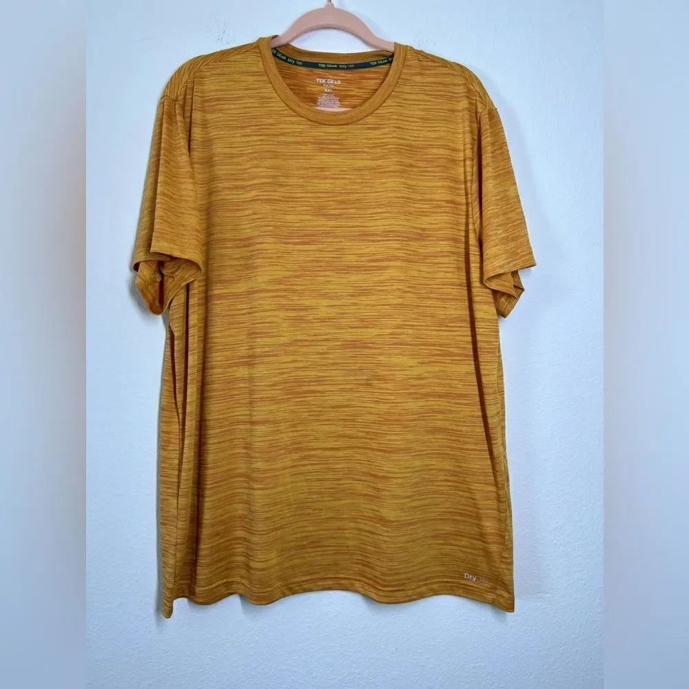 TEK GEAR DRYTEK Mens Athletic Shirt Yellow Short Sleeves Size XXL
